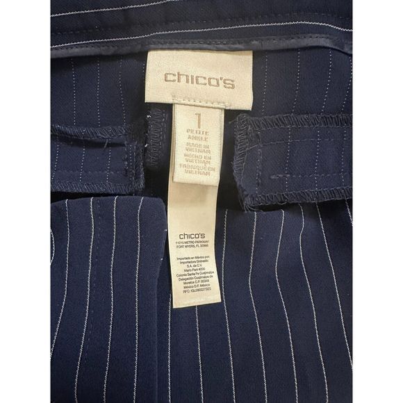 Chico's Blue/Gray Pinstripe Career Ankle Pants Petite Size 1P or Medium (8P) - Picture 5 of 5